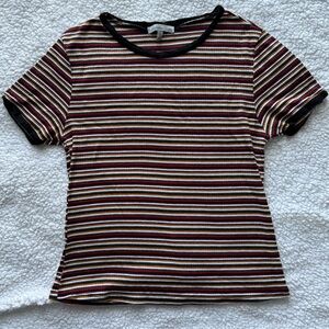 Charlotte Russe Striped Crop Top - Black, Red, White